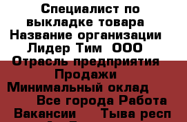 Специалист по выкладке товара › Название организации ­ Лидер Тим, ООО › Отрасль предприятия ­ Продажи › Минимальный оклад ­ 30 000 - Все города Работа » Вакансии   . Тыва респ.,Ак-Довурак г.